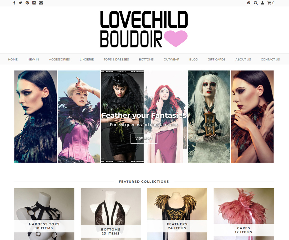 Lovechild Boudoir - ecommerce design and build - hat shop