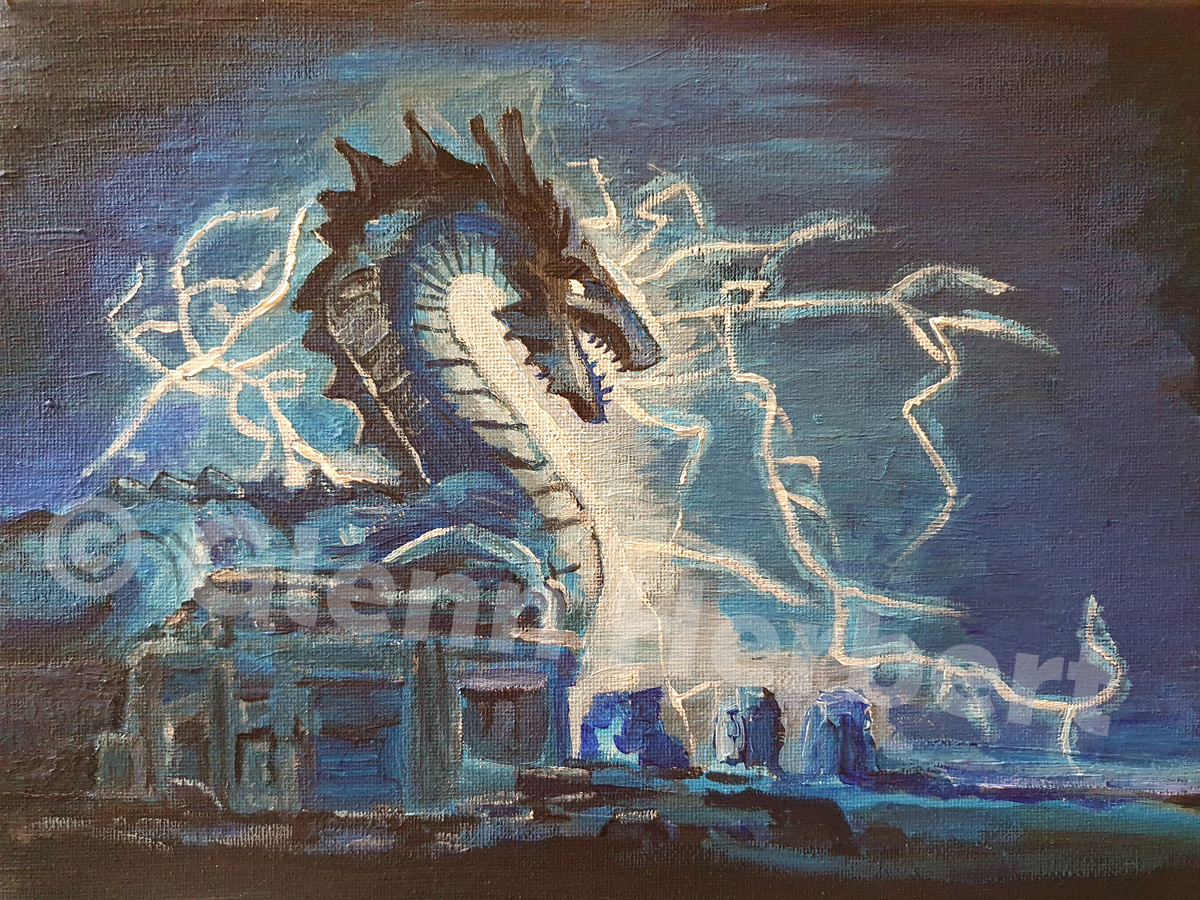 Lightning Dragon sketchy paint doodle - Glenn Herbert