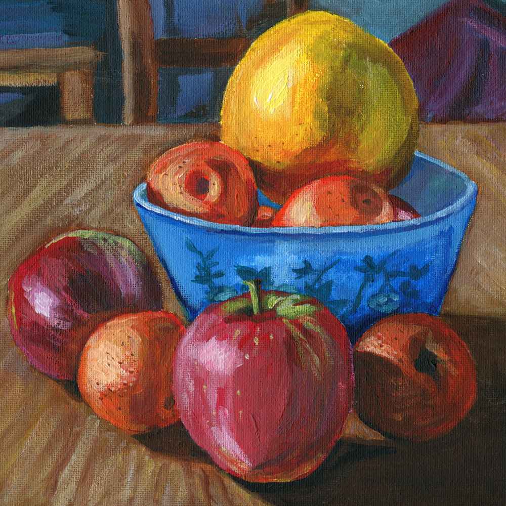 Fruit still life sketchy paint doodle - Glenn Herbert