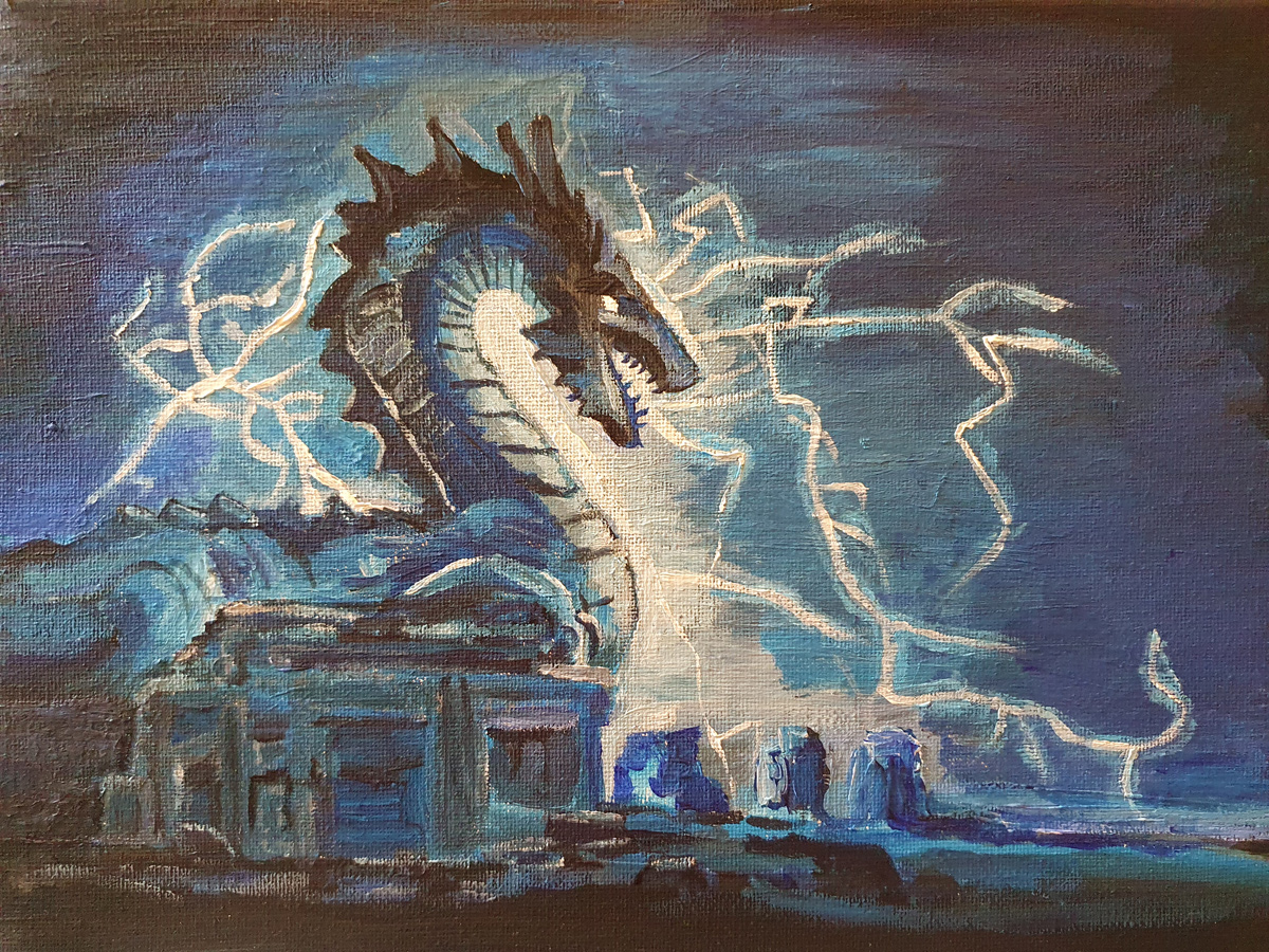 Lightning Dragon sketchy paint doodle - Glenn Herbert