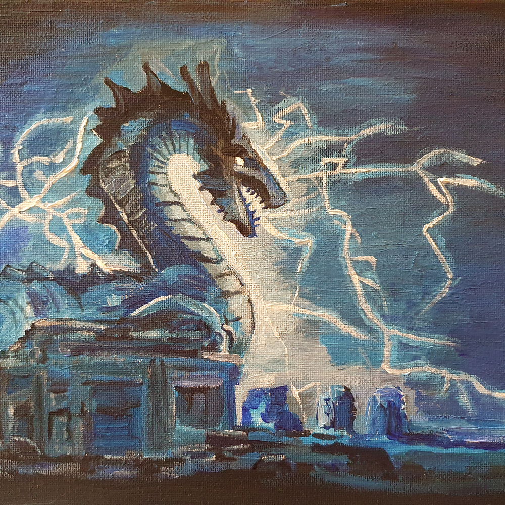 Lightning Dragon sketchy paint doodle - Glenn Herbert